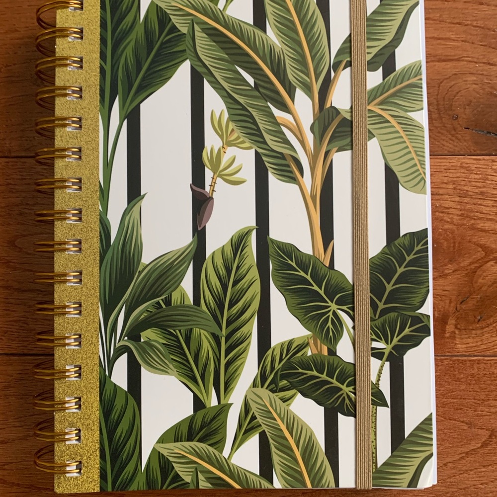 Tropical Leaf Spiral Notebook with Gold Accents